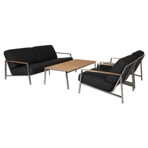 Naos soffgrupp rostfritt stål/teak