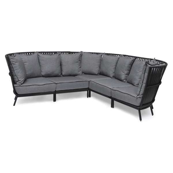 Jet set Loungesoffa svart inkl dynor & bord