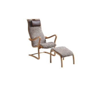 Majoren fåtölj med fotpall i fårskinn