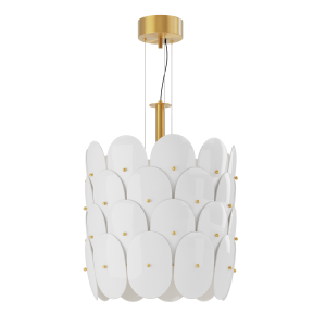 Omlott taklampa Ø50 cm mässing/vit
