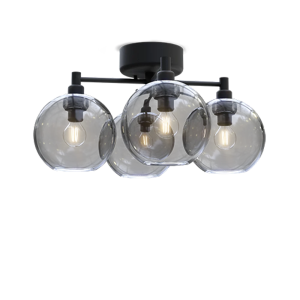 Gloria plafond svart/rökfärgat glas