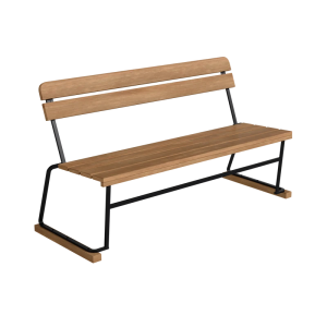 Soffa 3 - Obehandlad teak med svart stativ