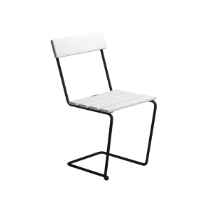 Stol 1 - Vitlackerad ek med svart stativ