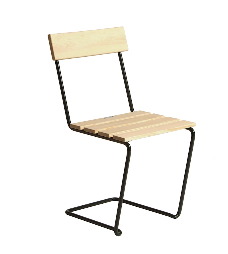 Stol 1 - Oljad furu med grönt stativ